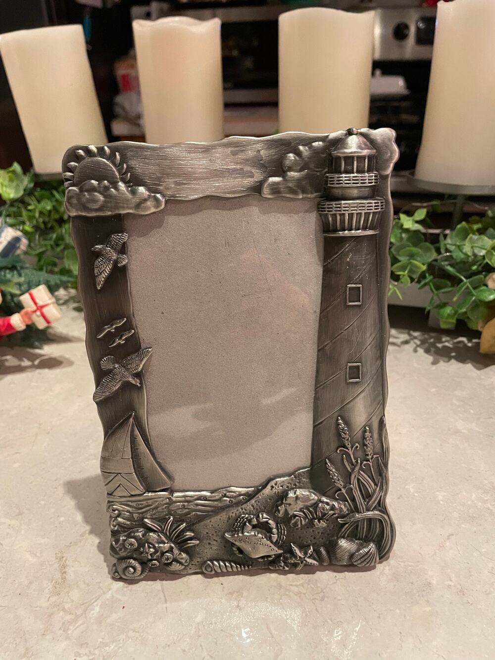Pewter Beachy Seaside Lighthouse Photo Frame 7.75x5(3x5)